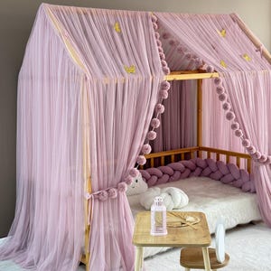 Baldacchino Montessori di lusso, baldacchino rosa cipria, tende per letto a baldacchino, baldacchino per culla, baldacchino Montessori, baldacchino per letto, tenda a baldacchino, baldacchino per letto personalizzato