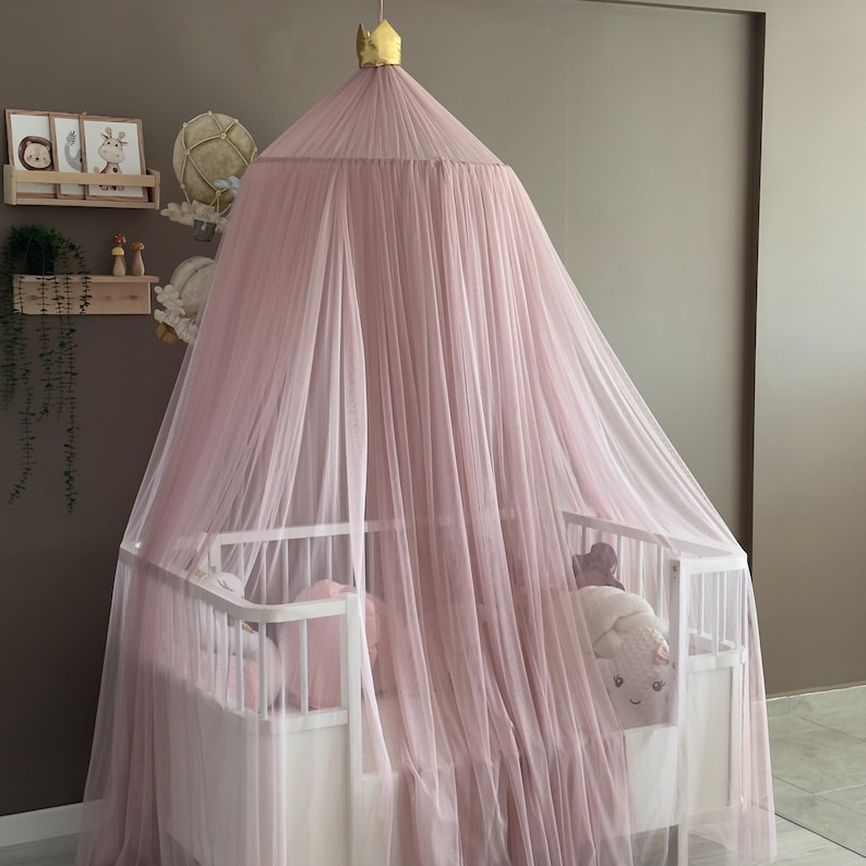 Blush Pink Canopy, Tulle Bed Canopy, Bed Baldachin, Montessori Bed, Canopy Bed Curtains, Children's Mosquito Net, Mosquito Net, Tulle Canopy image 16