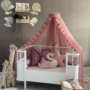 Rose Betthimmel mit Ständer - Weicher Baby Betthimmel, Elegante Prinzessin Bett Dekoration, Babyzimmer Dekoration Bild 6