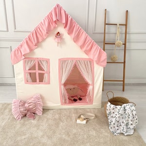 Play Tent with Mat, Customised Kids Playhouse, Easy to Wash, Indoor and Outdoor Play Castle Kids Tent For Girls