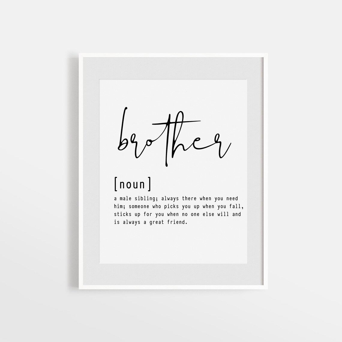 Brother Definition Sign Definition Wall Print Gift for Etsy