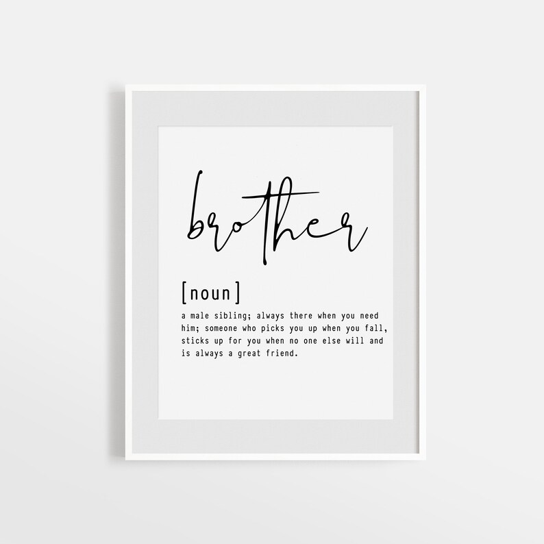 Brother Definition Sign Definition Wall Print Gift for Etsy