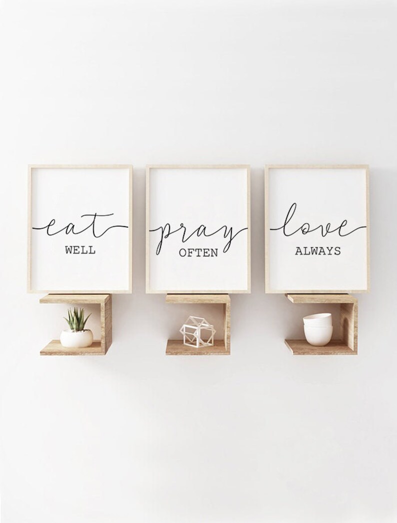 Eat pray love wall decor set of 3 prints Kitchen wall art Etsy