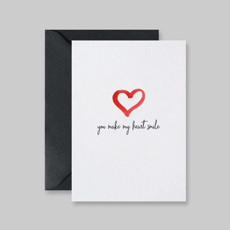 Paper Paper Party Supplies You Make My Heart Smile Card Minimalist Love Card Print From Home Last Minute Gift For Spouse Instant Download Card Anniversary Card