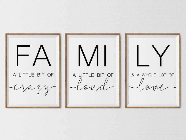 Family set of 3 printable wall art Family sign Family Etsy