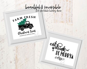 Winter Forest Print, Holiday Wall Art, Christmas Printable, Christmas Tree Print, Winter Prints, Farmhouse Truck, Vintage, DIGITAL DOWNLOAD
