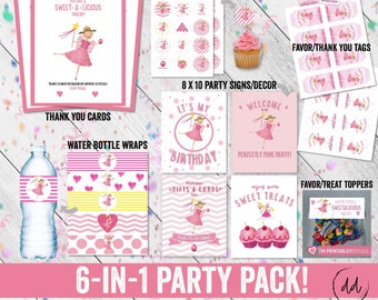 Sweetalicious 6-in-1 PARTY PACK, Instant Download Birthday, Deluxe Party Package, Printable DIY, Pink Birthday, Pink Theme, Pinkalicious