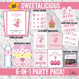 Sweetalicious 6-in-1 PARTY PACK, Instant Download Birthday, Deluxe Party Package, Printable DIY, Pink Birthday, Pink Theme, Pinkalicious