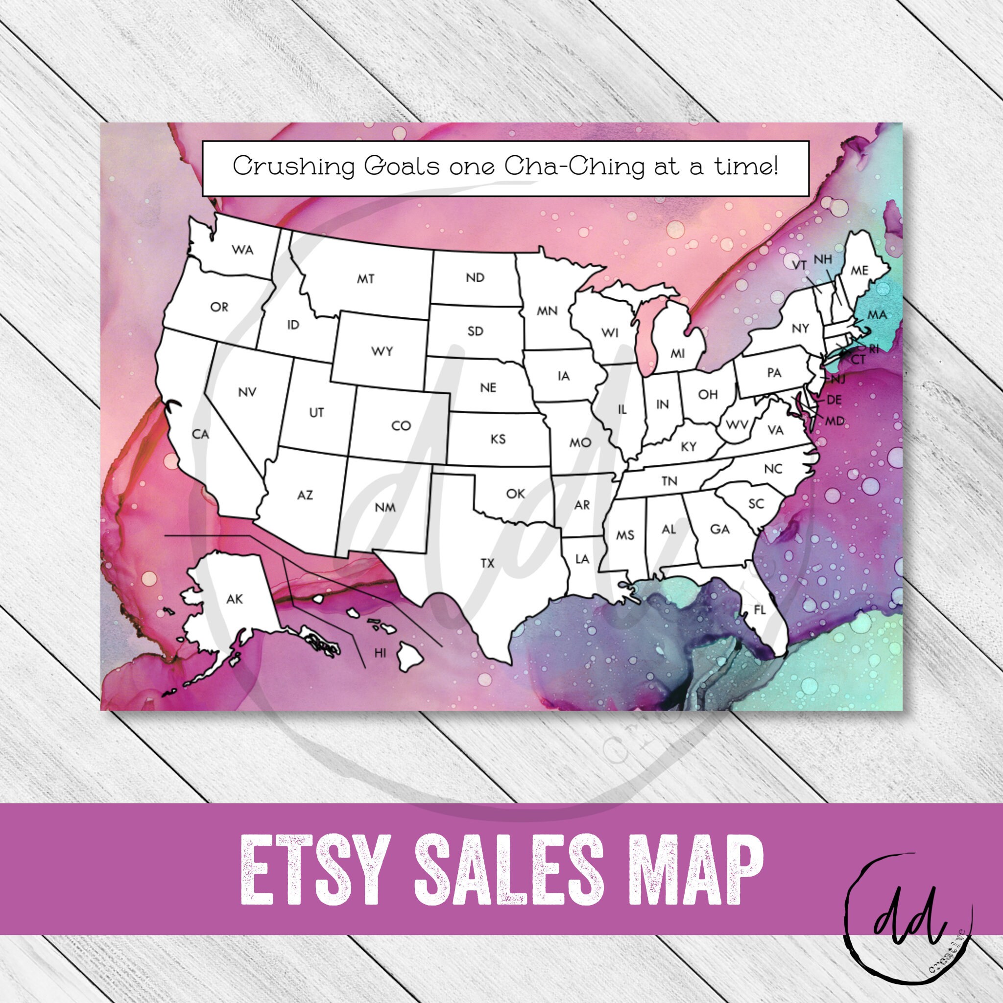Etsy Sales Map, Cha Ching Map, Goal Map, Coloring Map, United States …