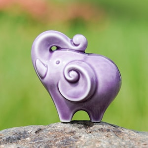 Purple Lucky Elephant, Elephant For Wealth And Luck Trunk Up, Housewarming Gift, Good Luck Gift