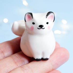 Mini Arctic Fox Figurine, Cute Snow Fox Decor, Woodland Animal Gift, Fox Lover Collectible
