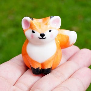 Handmade Ceramic Fox Figure, Small Fox Statue, Desk Decor, Fox Lover Gift, Woodland Animal Gift