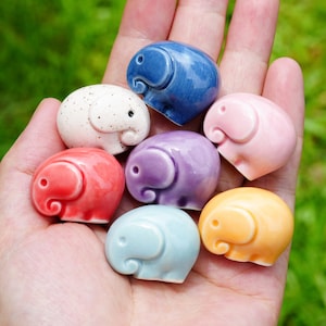 Small Elephant Figurine, Ceramic Lucky Elephant, Gift For Elephant Lover