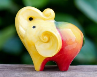 Lucky Mango Elephant Figurine, Elephant For Wealth And Luck Trunk Up, Super Cute Elephant