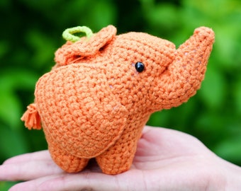 Cute Crochet Tangerine Elephant, Tangerine Elephant, Amigurumi Orange Elephant