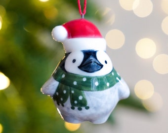 Dé à Coudre En Porcelaine Fine De Collection - Thème Pingouin De Noël, édition Limitée, Fabriqué En Angleterre