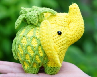 Cute Crochet Pineapple Elephant, Pineapple Elephant, Amigurumi Yellow Elephant