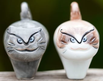 手描きのミニチュア磁器製シャム猫の置物 27076 - Etsy 日本