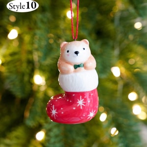 Handmade Ceramic Bear Figurines, Christmas Ornaments, Desk Decor, Animals Lovers Gift image 4