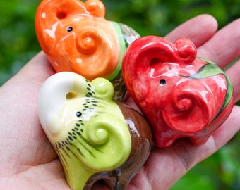 Set of 3 Fruit Elephant Figurines, Housewarming Gift, Perfect Gift For Her