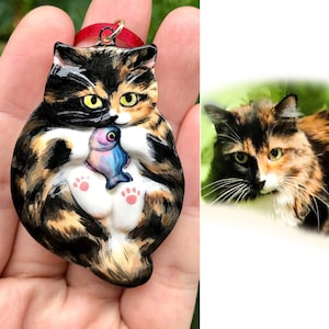 Personalized Porcelain Calico Cat Figurine, Hand Made, Gift For Mom, Animal Lover
