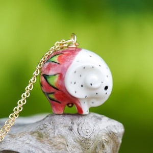 Dragon Fruit Elephant Neclace, Pitaya Necklace, Dragon Fruit Charm, Appreciation Gift