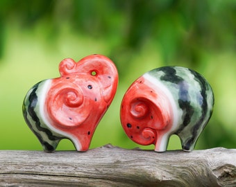 Mini Cute Watermelon Elephant, Handmade Porcelain, Perfect Gifts for Her