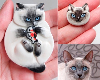 Customized Porcelain Cat Figurine, Personalized Portrait Pet, Kitty Lover Gifts, Memorial Kitty