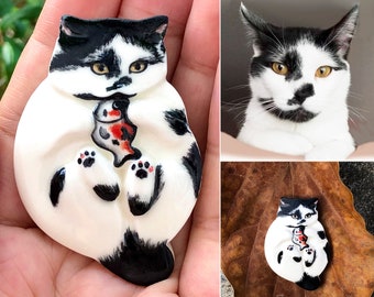 Custom Paint Acrylic Porcelain Cat Figurine, Personalized Portrait Kitty, Cat Mom Gift