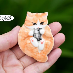 Ginger Cat Ceramic, Cat Porcelain, Orange Tabby Cat Miniature, Handmade Ceramic Animal image 4