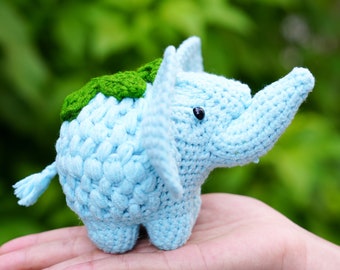 Cute Crochet Blue Elephant, Baby Blue Elephant, Handmade Amigurumi Elephant