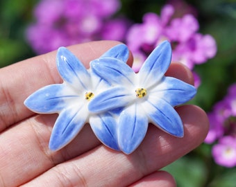 Blaue Porzellan Blume Anstecknadel: Anstecknadel, Blumen Brosche für Gärtner und Gärtnerinnen