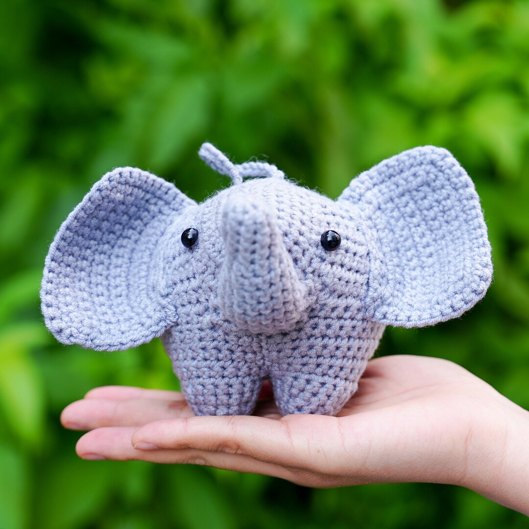 Cute Crochet Gray Elephant Crochet Elephant Wear Hat Amigurumi