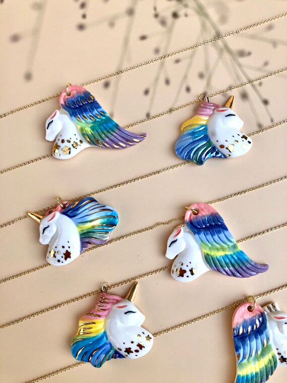Unicorn Necklace Magical Winged Pony Jewelry Sterling Silver Mythical  Unicorn Party Charm Custom Girls Necklace Gift Party Favor 