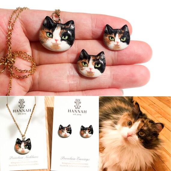 Personalized Cat Jewelry Gifts Cat Portrait Necklace Women - Etsy