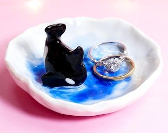 PREORDER Orca Ring Dish, Ceramic Orca Trinket Dish, Jewelry Tray, Engagement Gift, Gift For Her