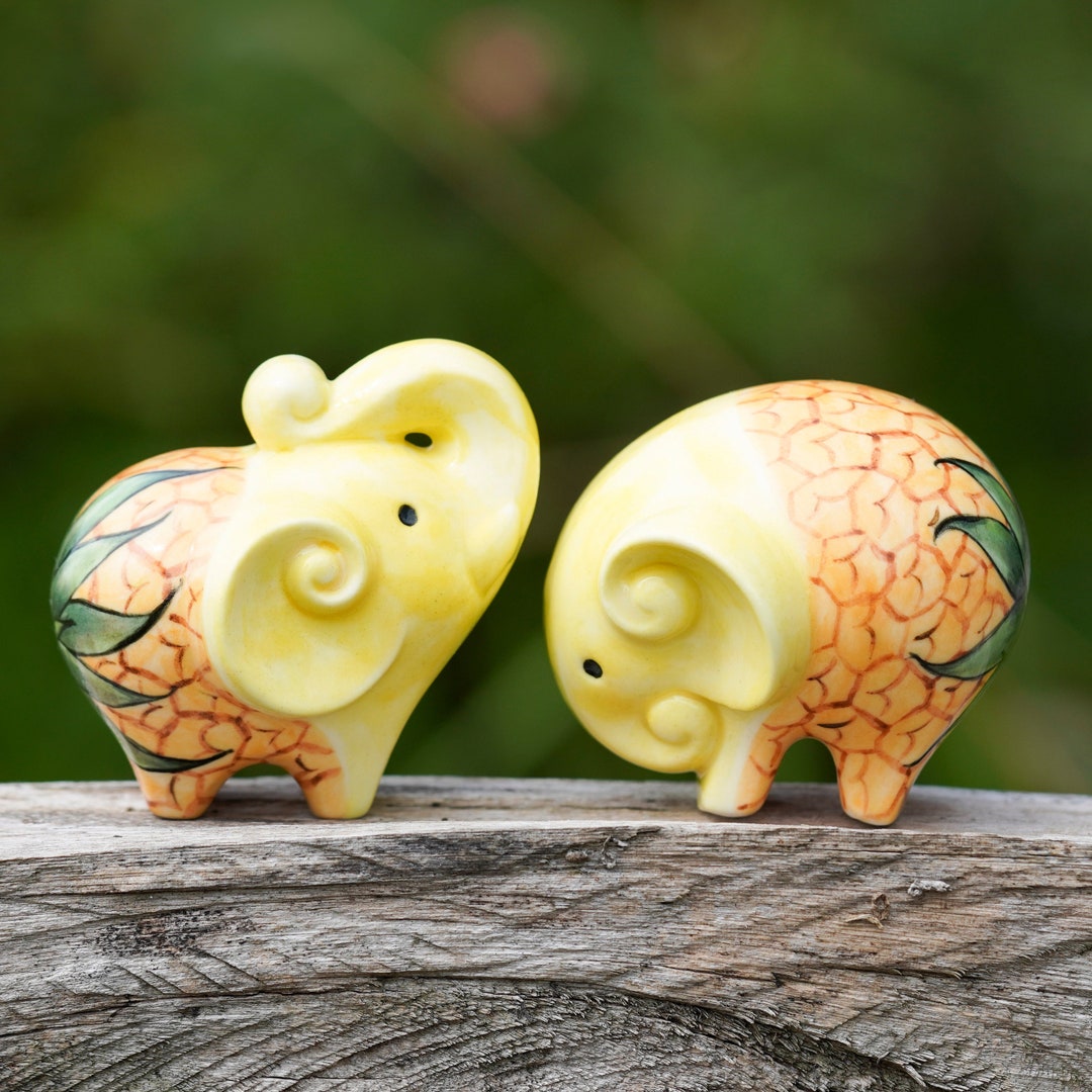 Pineapple Elephant With Trunk up Figurine Ceramic Pineapple Etsy