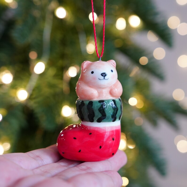 Handmade Ceramic Bear Figurines, Christmas Ornaments, Desk Decor, Animals Lovers Gift image 7
