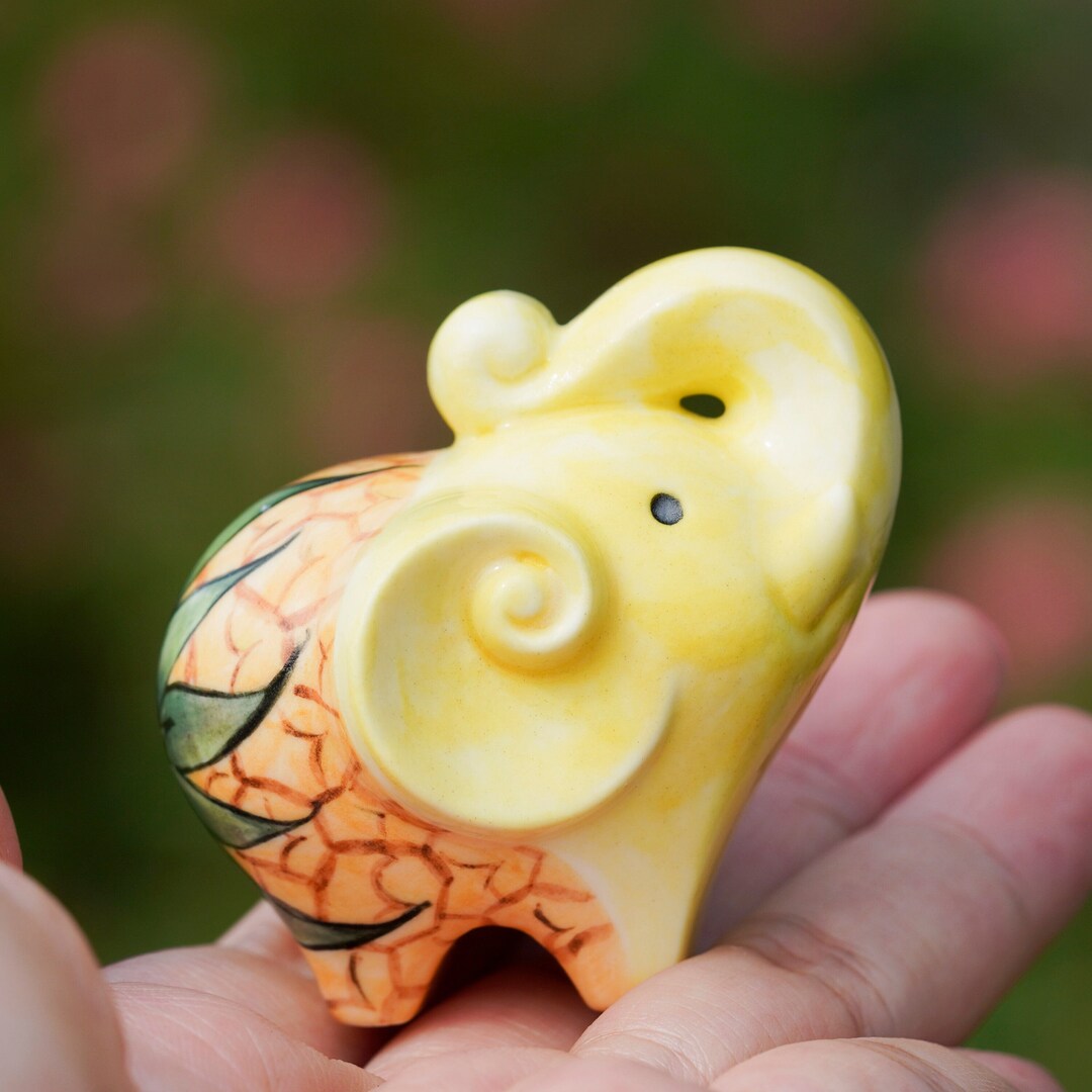 Pineapple Elephant With Trunk up Figurine, Ceramic Pineapple Decor, Housewarming Gift, Amazing