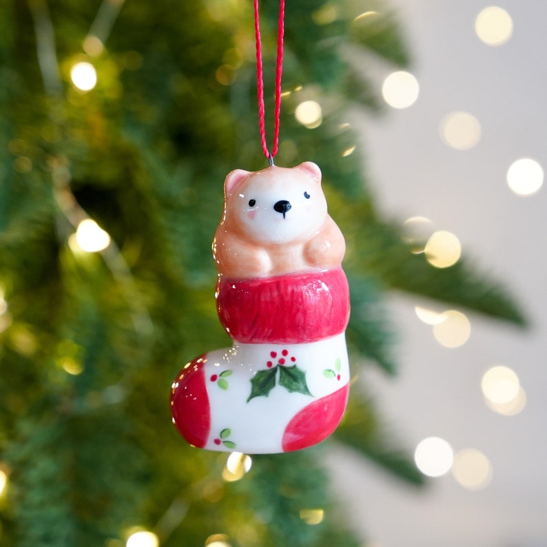 Handmade Ceramic Bear Figurines, Christmas Ornaments, Desk Decor, Animals Lovers Gift image 6