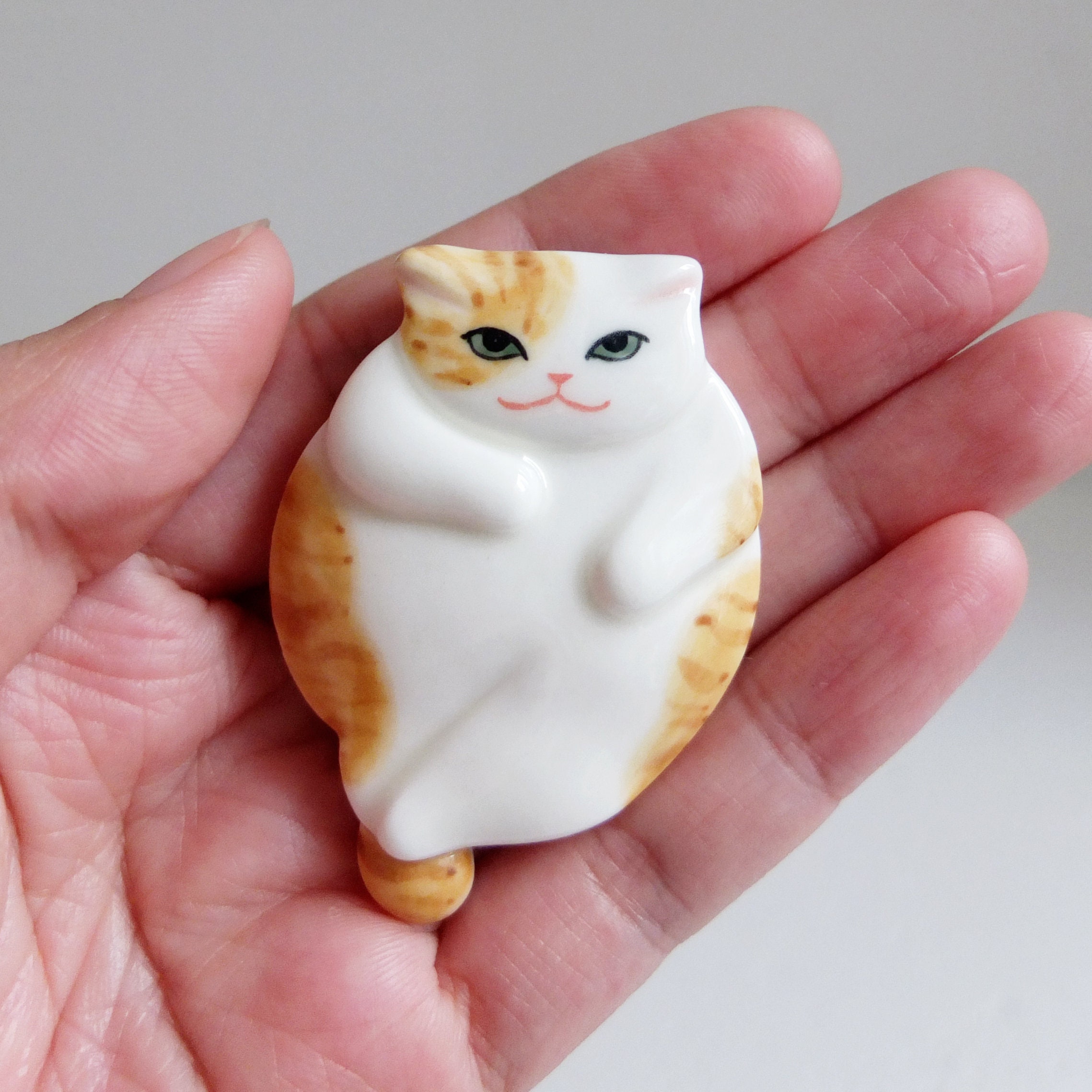Ceramic Orange Tabby Cat Figurine Ginger Cat Cat Hand Etsy