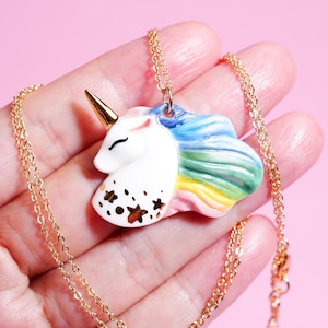 Unicorn Necklace, Porcelain Pendant, Mythical Horse, Fantasy Horse Jewelry, Unicorn Lover Gift