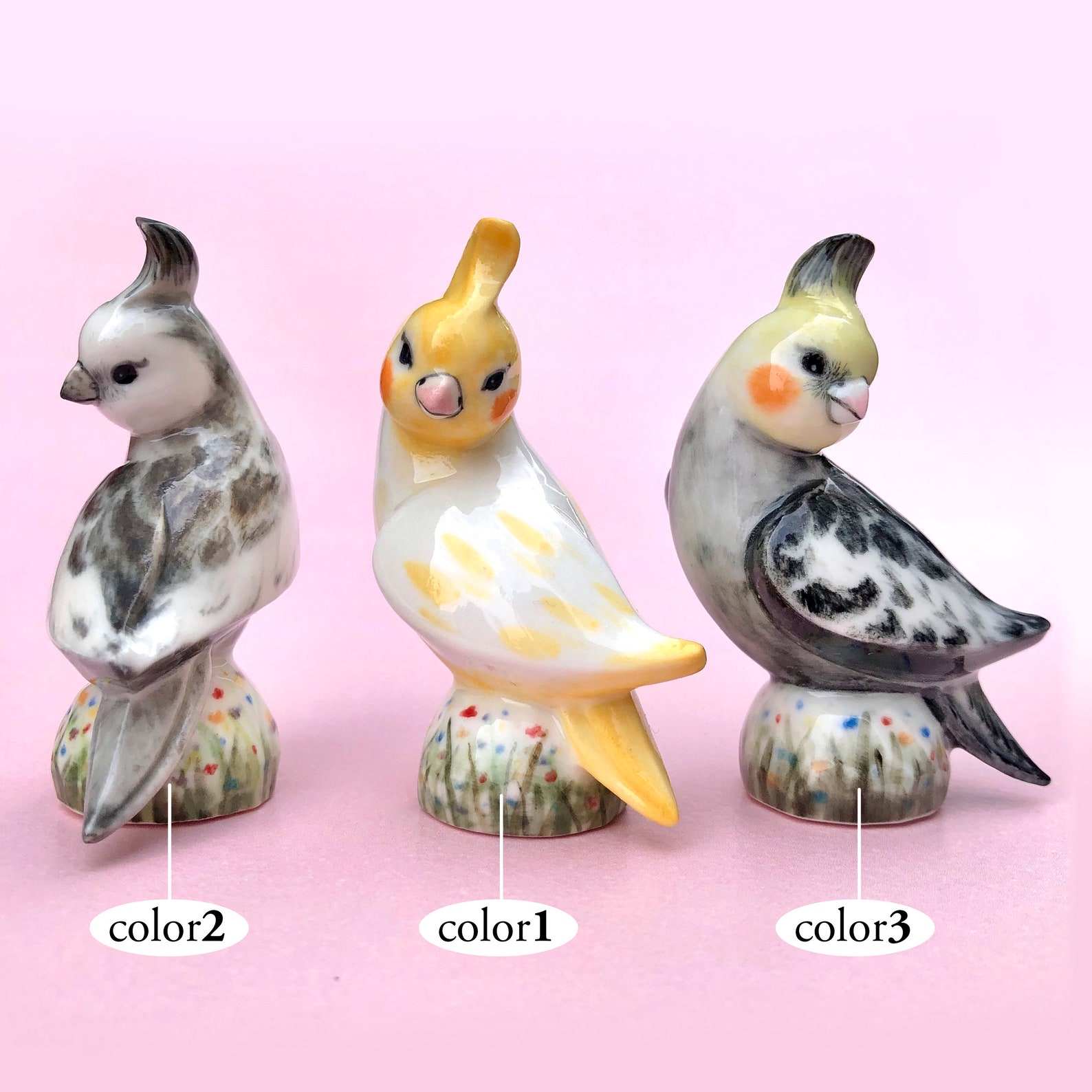 Porcelain Lutino Cockatiel Figurine Cockatoo Figurine Etsy