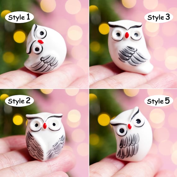 イタリア製 シロフクロウ 陶器置物 Flavia オブジェ フクロウ FLAVIA
