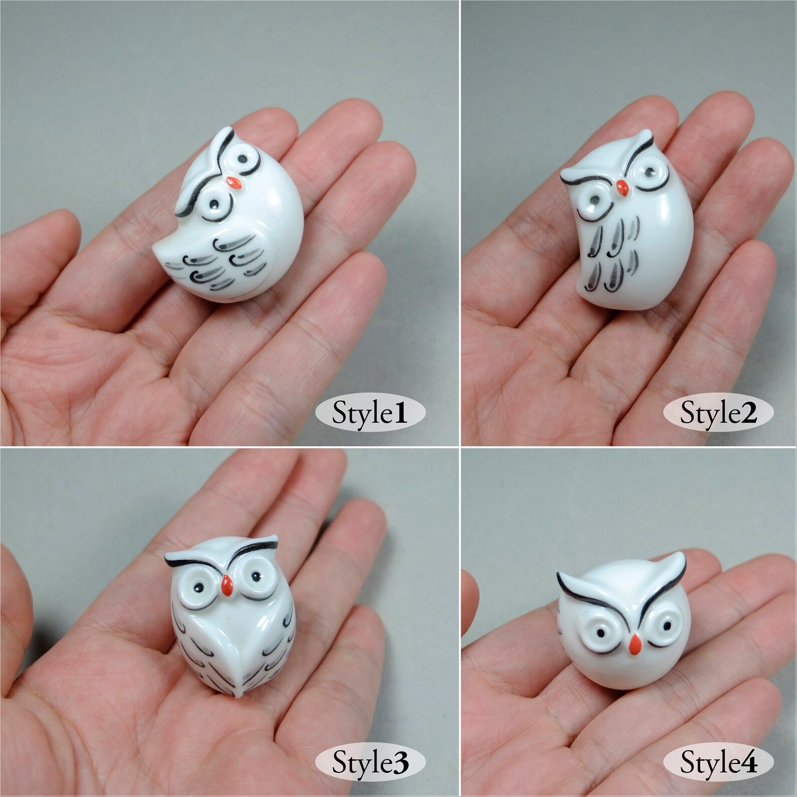 White Cute Owl Figurines Gift for Owl Lover Decorative Owls Etsy