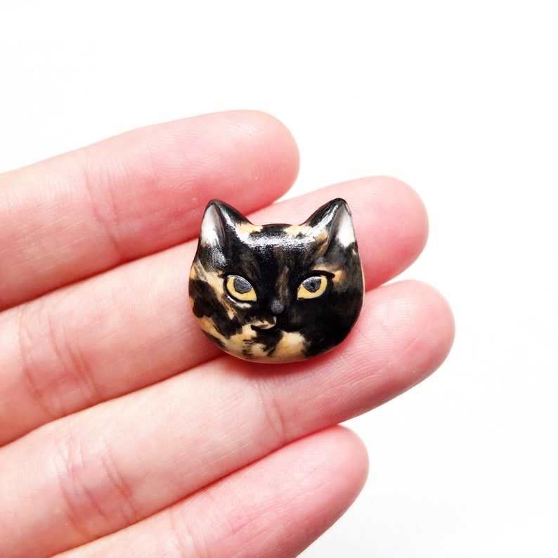 Tortoiseshell Cat Brooch, Tortoiseshell Cat Jewelry, Tortie Cat Jewellery Gift image 1