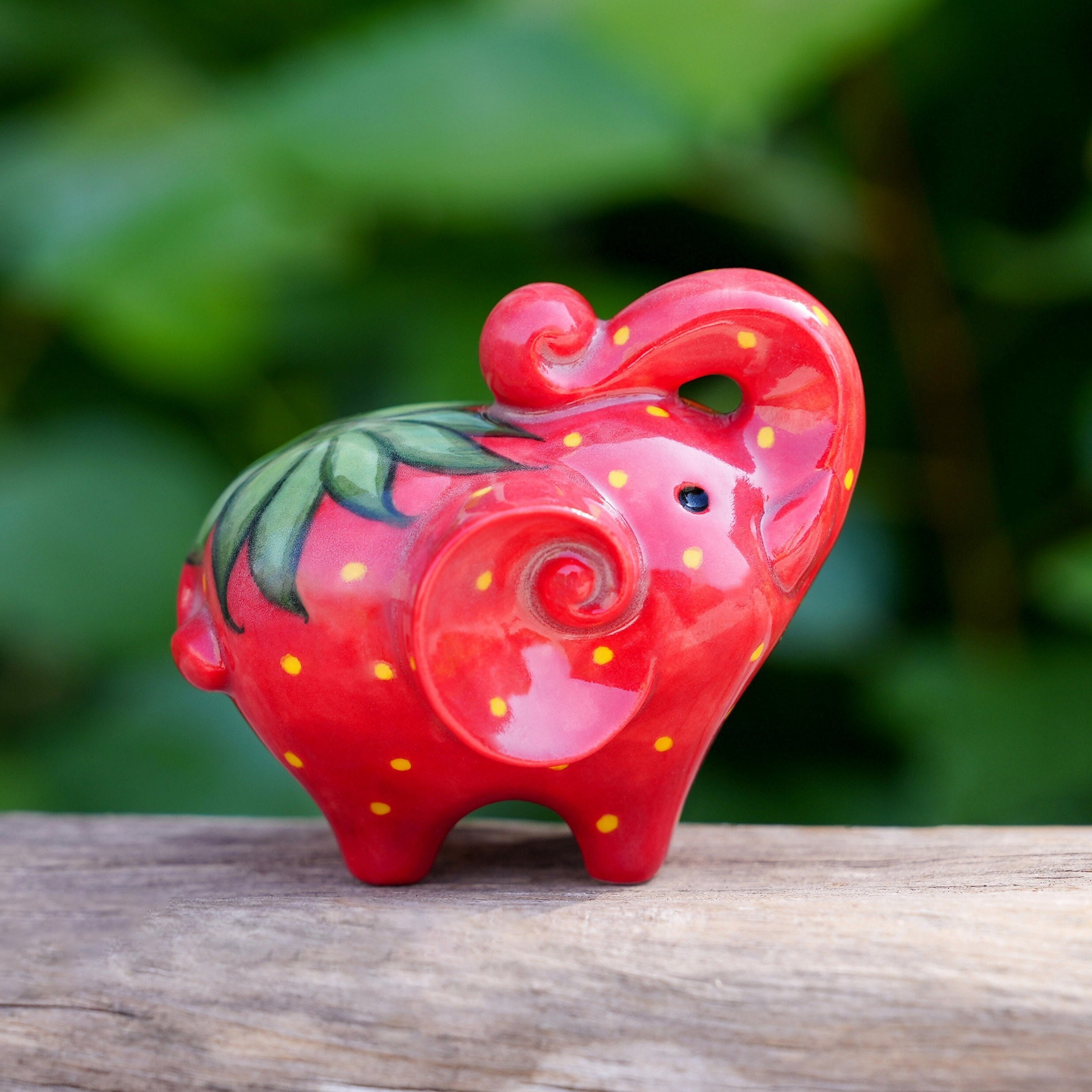 garbagetoyyyyy elephant orange pink ソフビ Lucky Strawberry Elephant Figurine: Handmade Ceramic Decor - Etsy