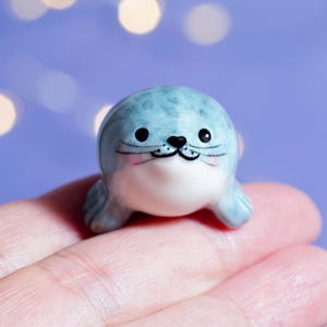 Tiny Gray Seal Figurine, Handmade Miniature Seal, Cute Seal Gift, Gifts for Best Friends