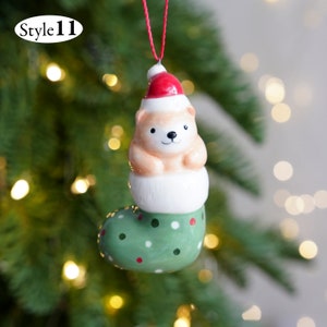Handmade Ceramic Bear Figurines, Christmas Ornaments, Desk Decor, Animals Lovers Gift image 5