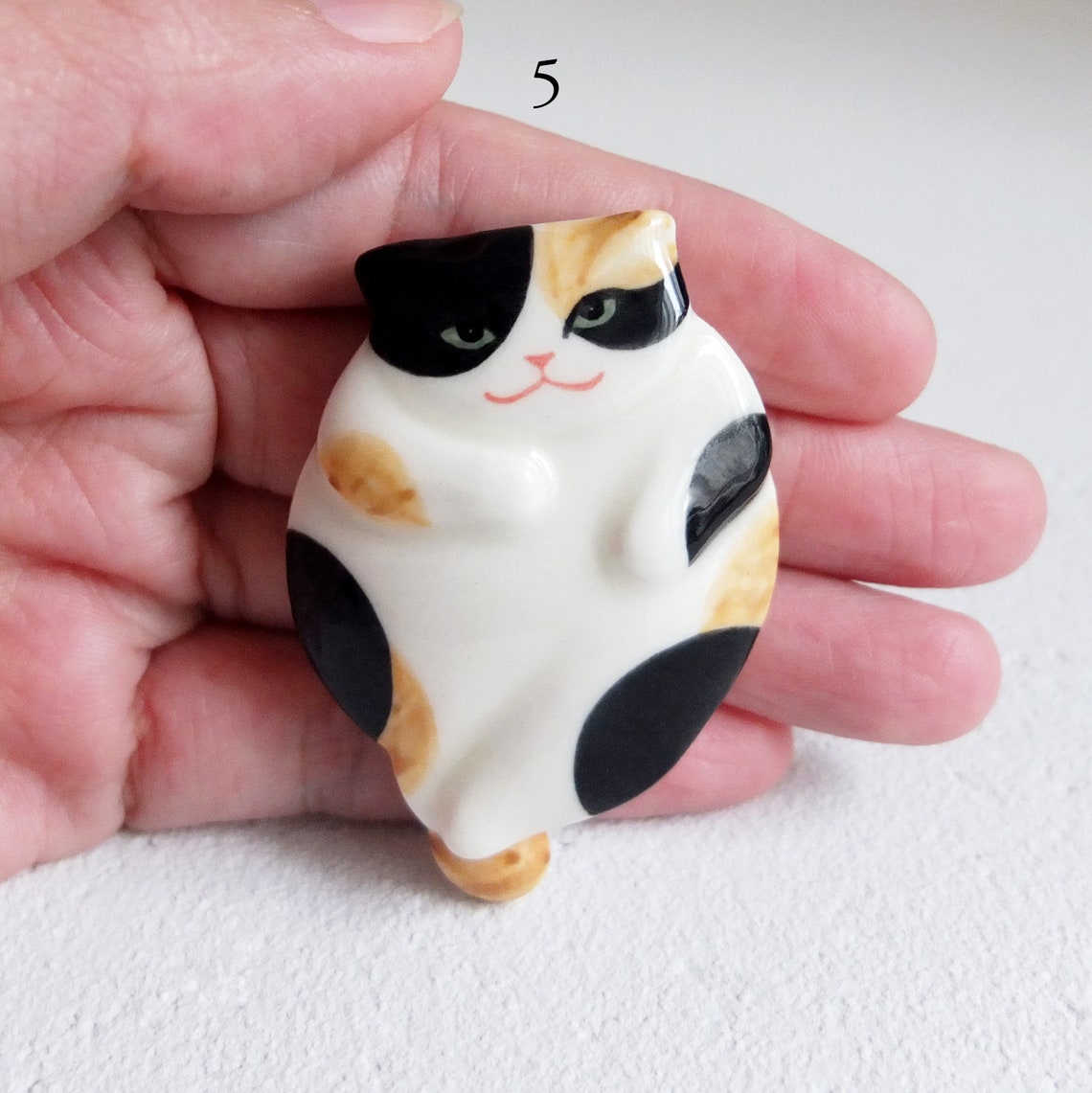 Ceramic Calico Cat Figurine Miniature Tabby Cat Kitty Gift | Etsy